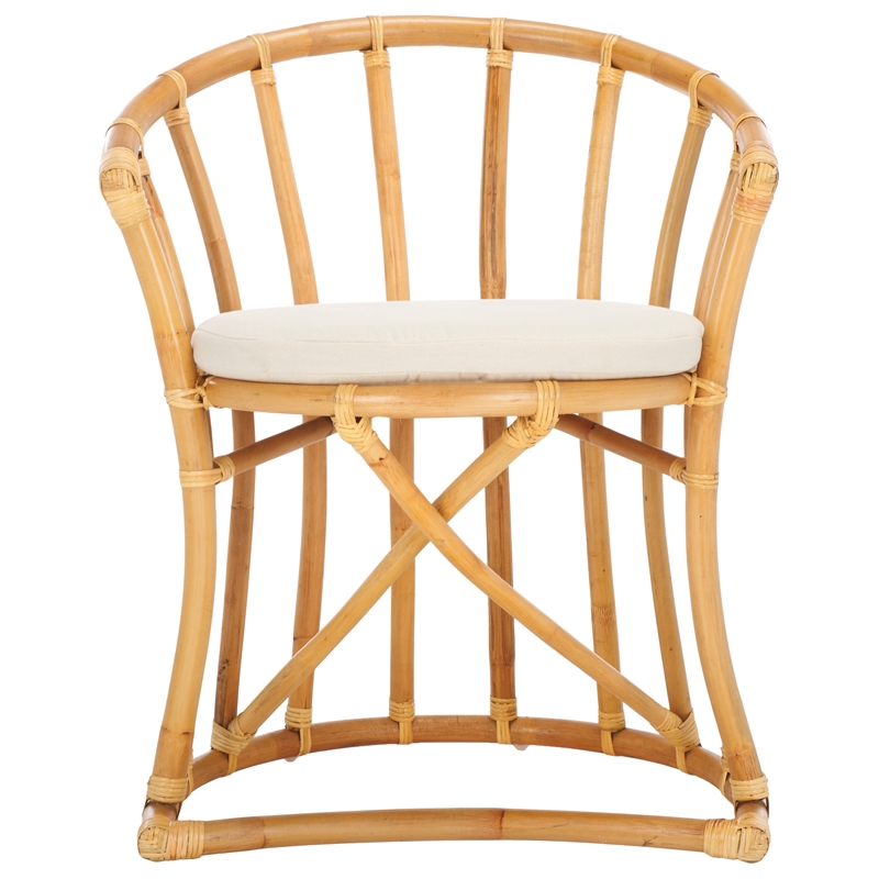 Safavieh Bates Rattan and Cotton Accent Chair in White / Natural