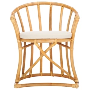 Safavieh Bates Rattan and Cotton Accent Chair in White / Natural
