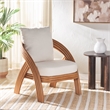 Safavieh Demarco Rattan and Linen  Accent Chair in Natural / White