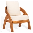 Safavieh Demarco Rattan and Linen  Accent Chair in Natural / White