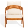 Safavieh Demarco Rattan and Linen  Accent Chair in Natural / White