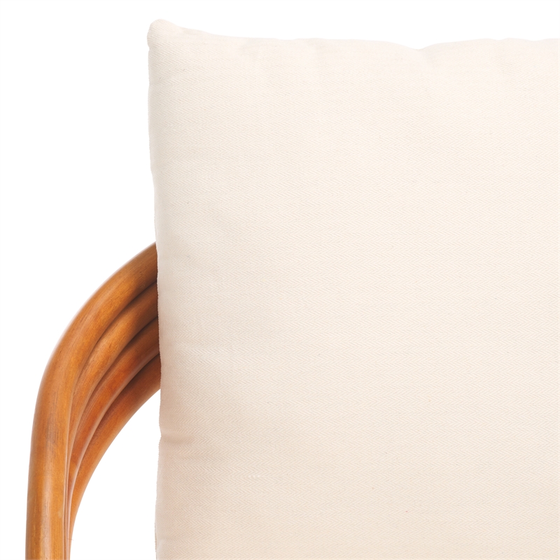 safavieh demarco rattan and linen  accent chair in natural / white
