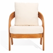 Safavieh Demarco Rattan and Linen  Accent Chair in Natural / White
