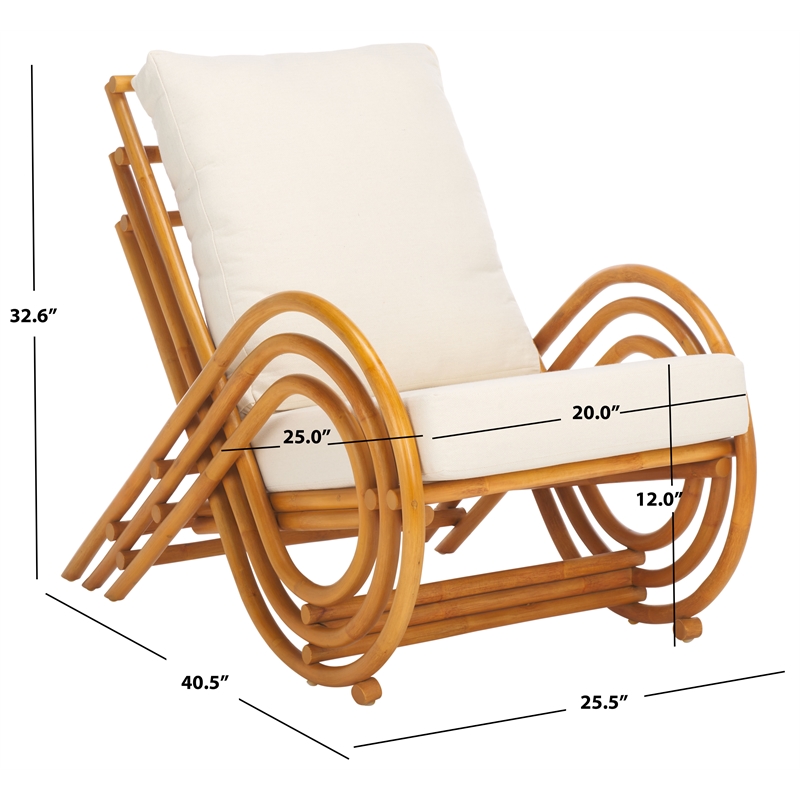 Safavieh Fernson Rattan and Linen Accent Chair in Natural / White