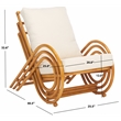 Safavieh Fernson Rattan and Linen Accent Chair in Natural / White