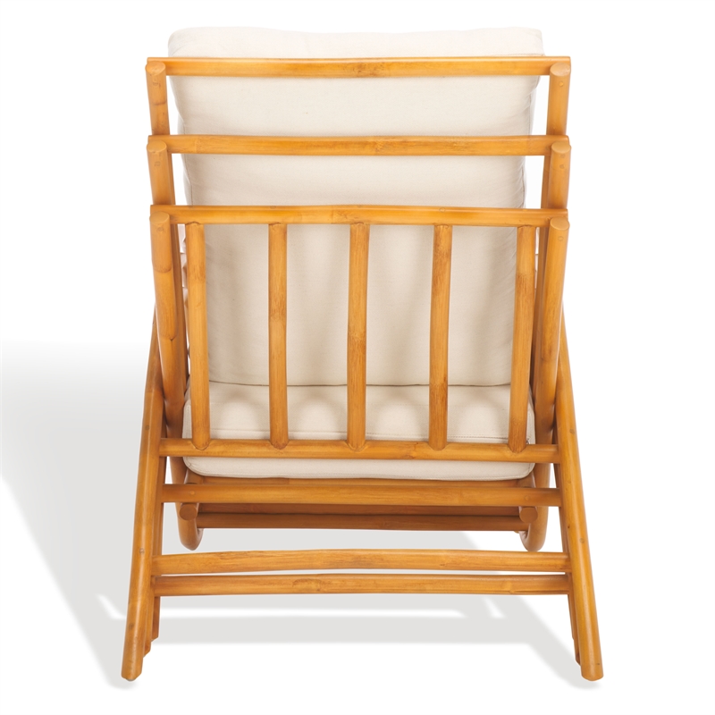 Safavieh Fernson Rattan and Linen Accent Chair in Natural / White