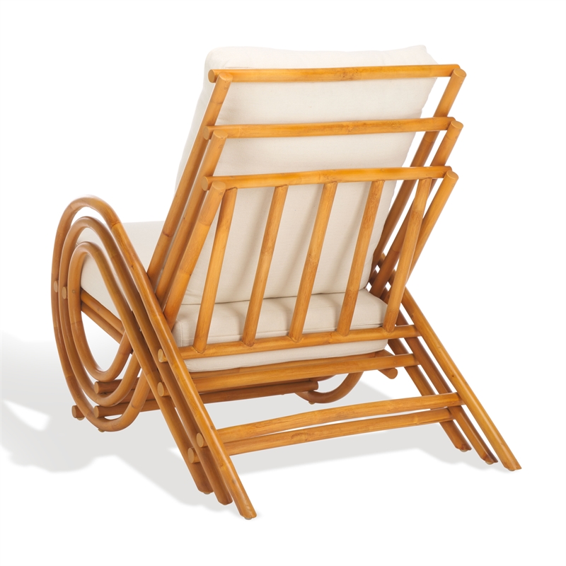 Safavieh Fernson Rattan and Linen Accent Chair in Natural / White