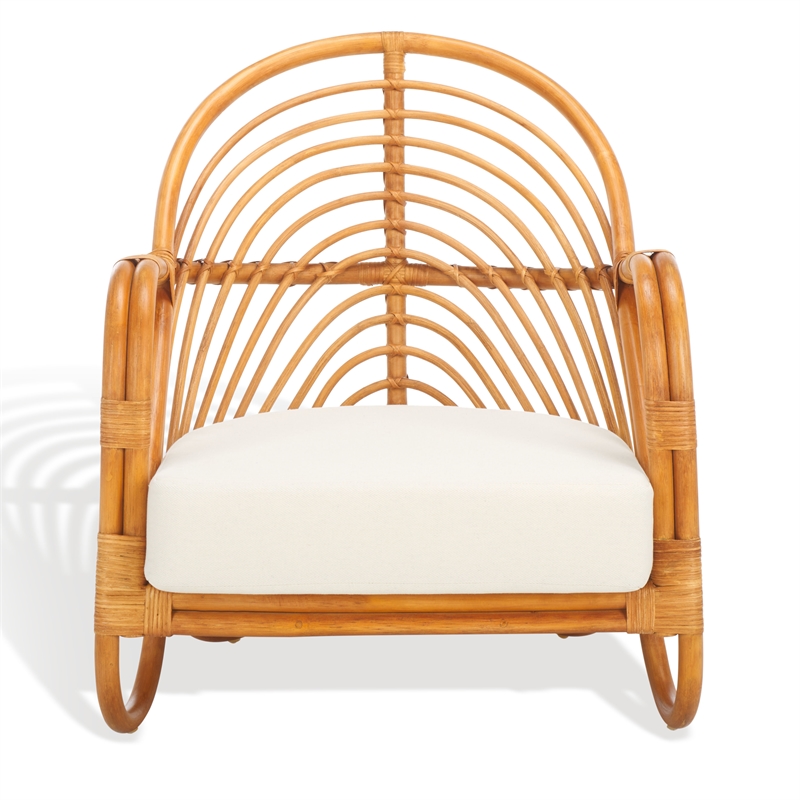 Safavieh Ivybelle Rattan and Linen Accent Chair in Natural / White