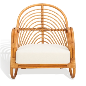 Safavieh Ivybelle Rattan and Linen Accent Chair in Natural / White