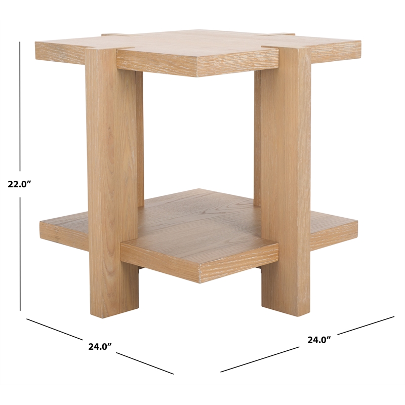 safavieh quigley oak  accent table in gray