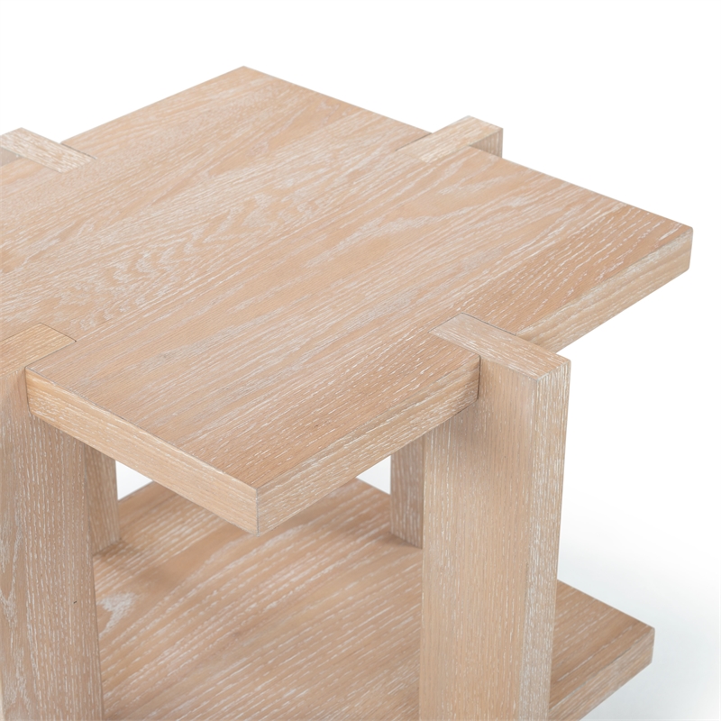 safavieh quigley oak  accent table in gray