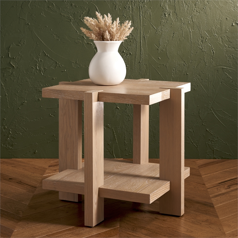 safavieh quigley oak  accent table in gray