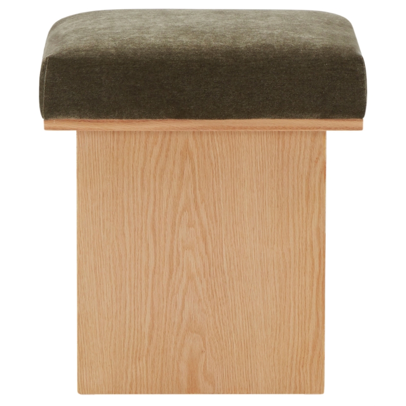 Safavieh Bourke Pine Wood and Velvet  Ottoman in Green / Natural
