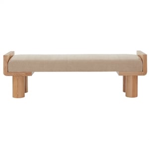 Safavieh Iryna Pine Wood Bench in Tan / Natural
