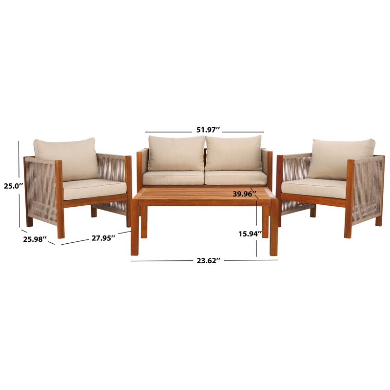 Safavieh Roya Polyester  Living Set in Natural / Taupe