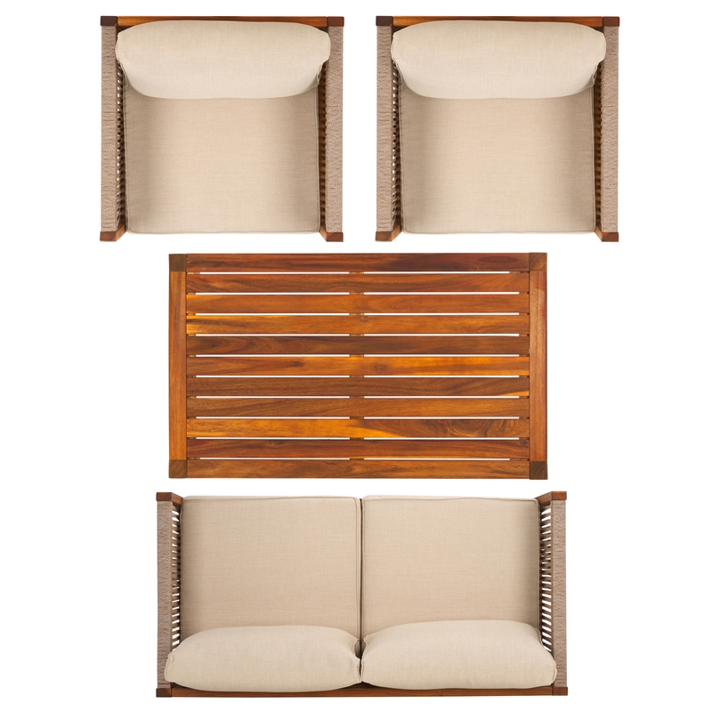 Safavieh Roya Polyester  Living Set in Natural / Taupe