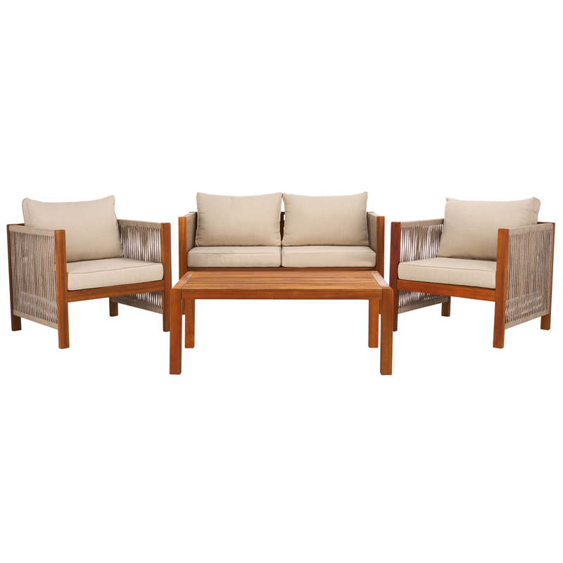 Safavieh Roya Polyester  Living Set in Natural / Taupe