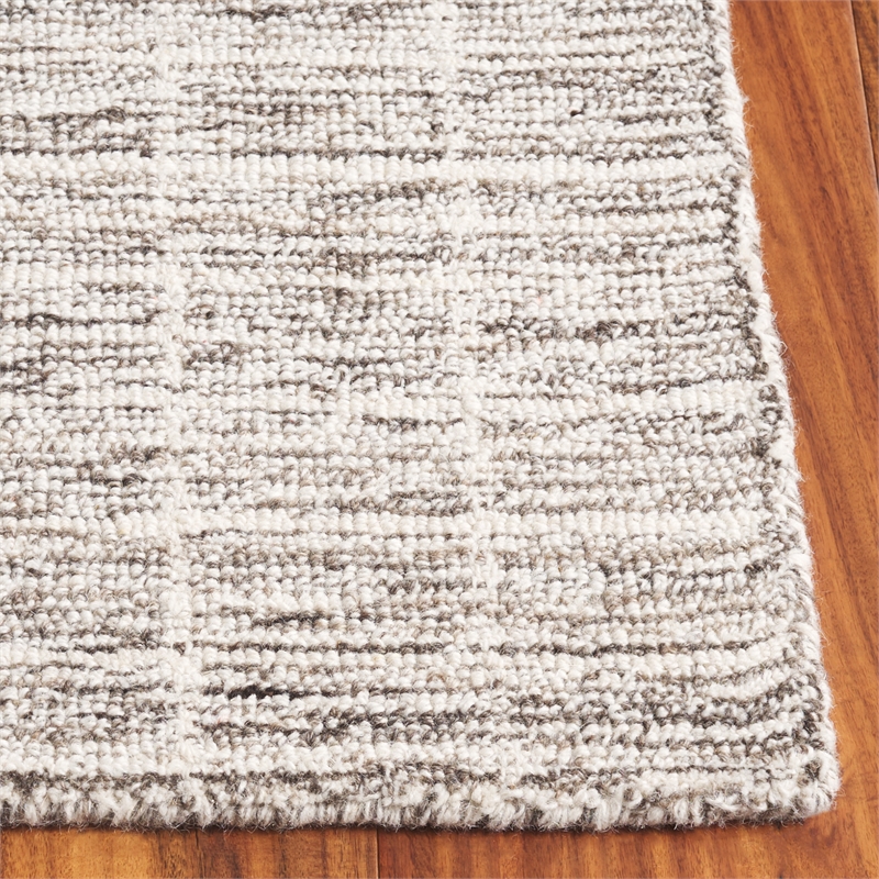 Safavieh Ebony 6' X 6' Square Wool Hand Tufted Rug in Ivory / Gray