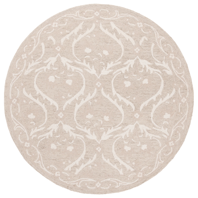 Safavieh Blossom 6' X 6' Round Wool Hand Tufted Rug in Beige / Ivory