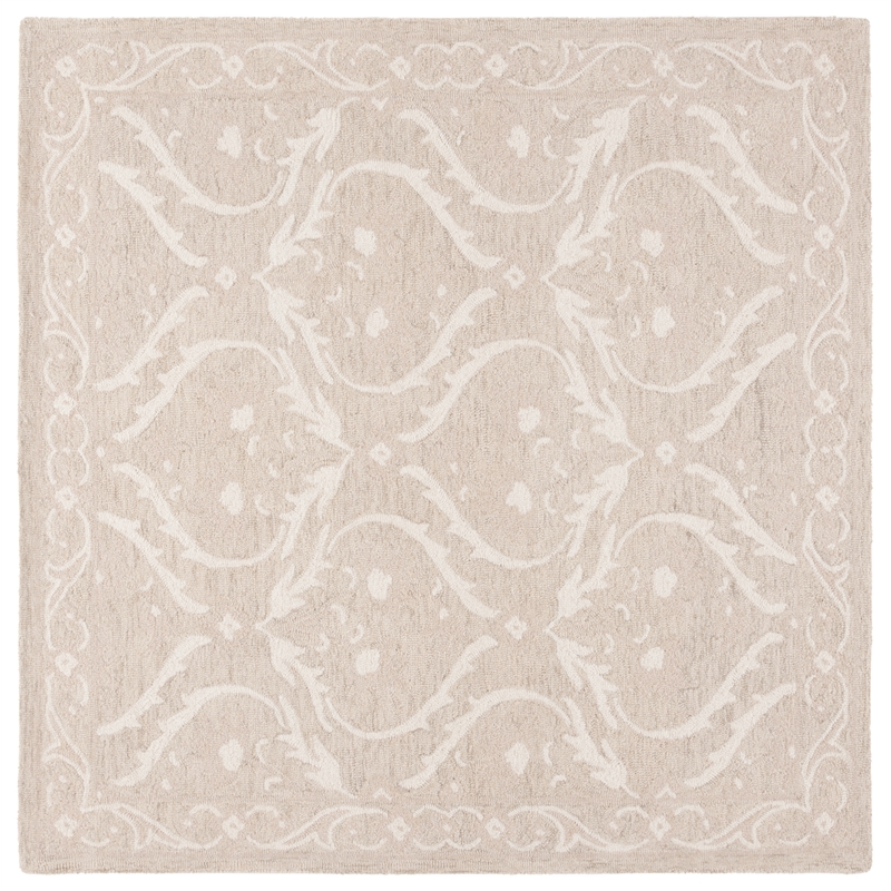 Safavieh Blossom 6' X 6' Square Wool Hand Tufted Rug in Beige / Ivory