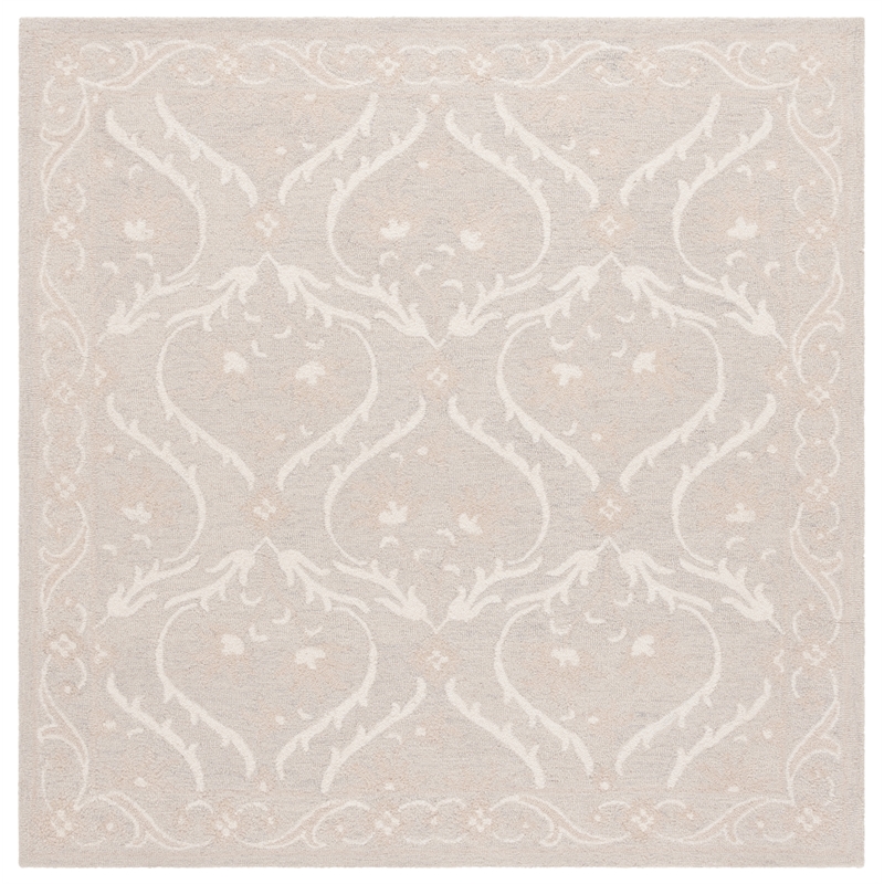 Safavieh Blossom 6' X 6' Square Wool Hand Tufted Rug in Silver / Ivory