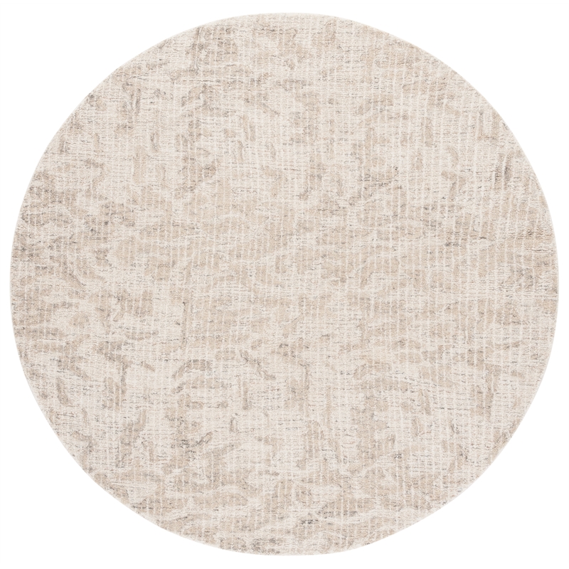 Safavieh Ebony 6' X 6' Round Wool Hand Tufted Rug in Ivory / Gray