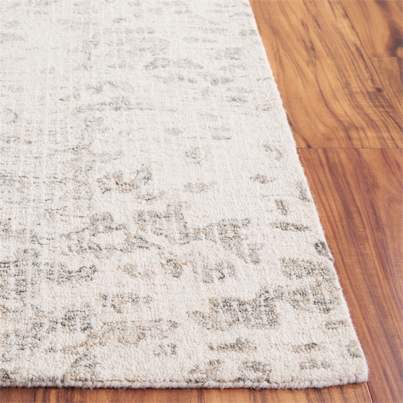 Safavieh Ebony 6' X 6' Square Wool Hand Tufted Rug in Ivory / Gray