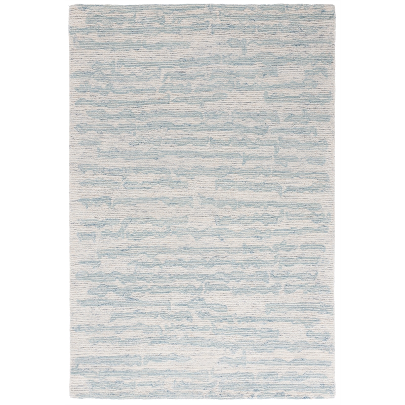 Safavieh Ebony 6' X 6' Square Wool Hand Tufted Rug in Ivory / Light Blue