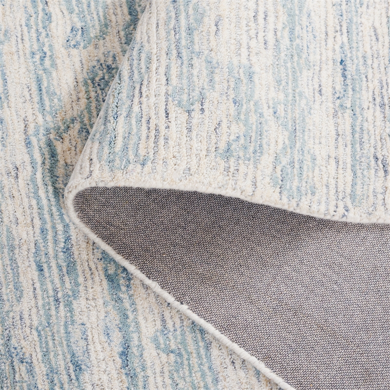 Safavieh Ebony 6' X 6' Square Wool Hand Tufted Rug in Ivory / Light Blue
