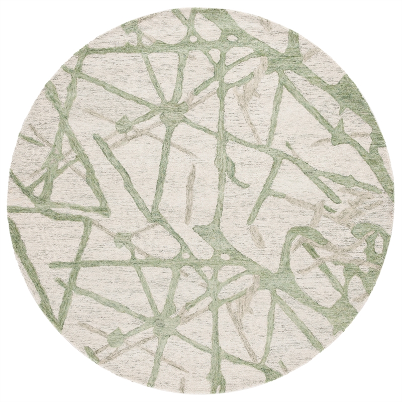 Safavieh Ebony 6' X 6' Round Wool Rug in Ivory / Green