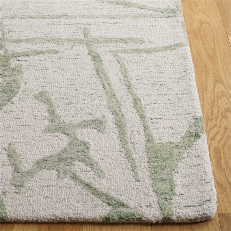 Safavieh Ebony 6' X 6' Square Wool Hand Tufted Rug in Ivory / Green