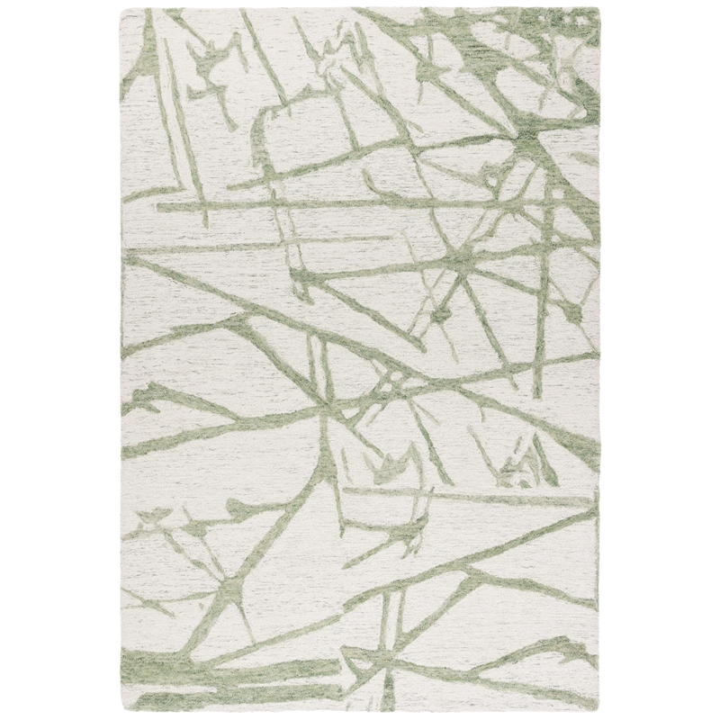 Safavieh Ebony 6' X 6' Square Wool Hand Tufted Rug in Ivory / Green