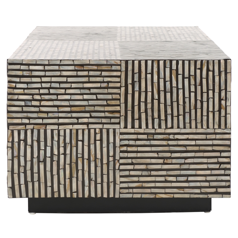 Safavieh Hamza Rectangular Prism Solid Wood Coffee Table in Black/Pearl