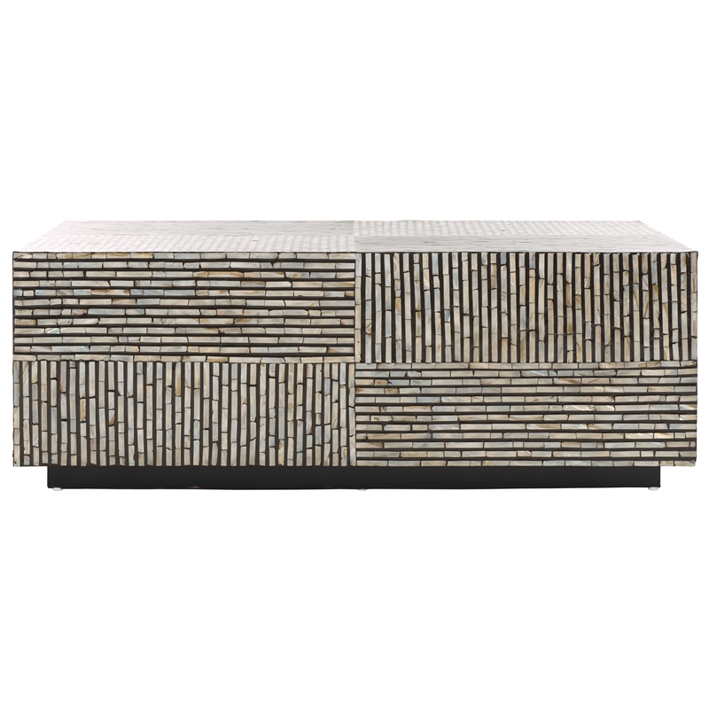 Safavieh Hamza Rectangular Prism Solid Wood Coffee Table in Black/Pearl