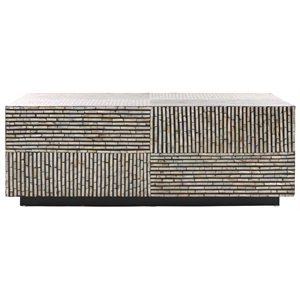 Safavieh Hamza Rectangular Prism Solid Wood Coffee Table in Black/Pearl