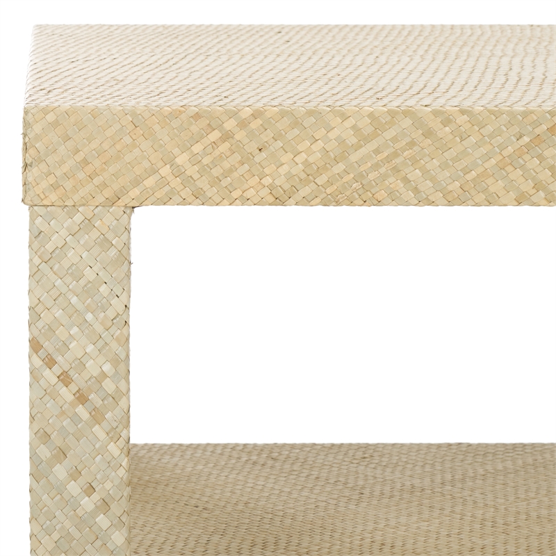 Safavieh Apis Raffia Wood 2 Shelf Coffee Table in Natural