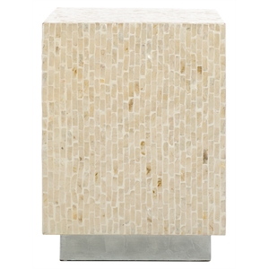 Safavieh Scarlett Square Solid Wood Accent Table in Natural / Silver
