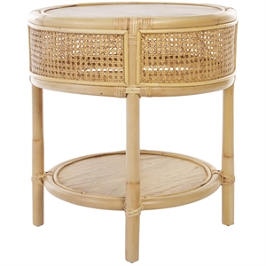 Safavieh Arvid Round Wood Accent Table in Natural