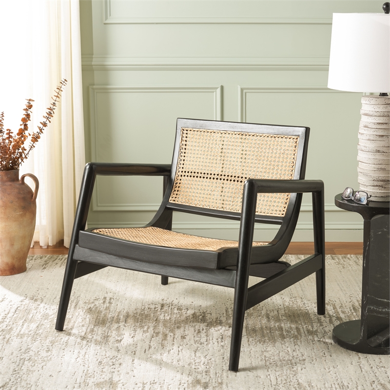 Safavieh Ender Rattan Accent Chair in Black / Natural