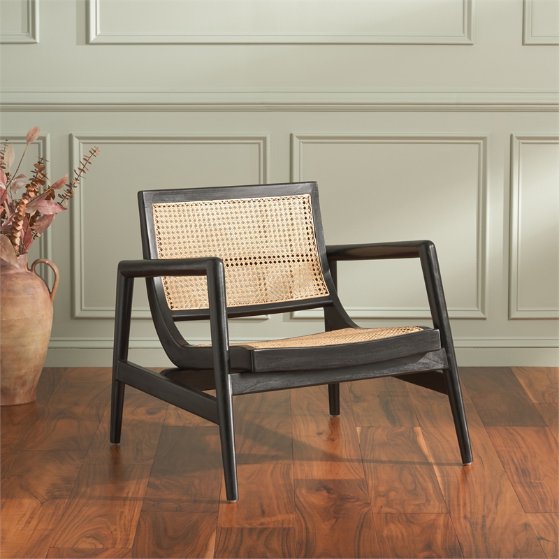 Safavieh Ender Rattan Accent Chair in Black / Natural