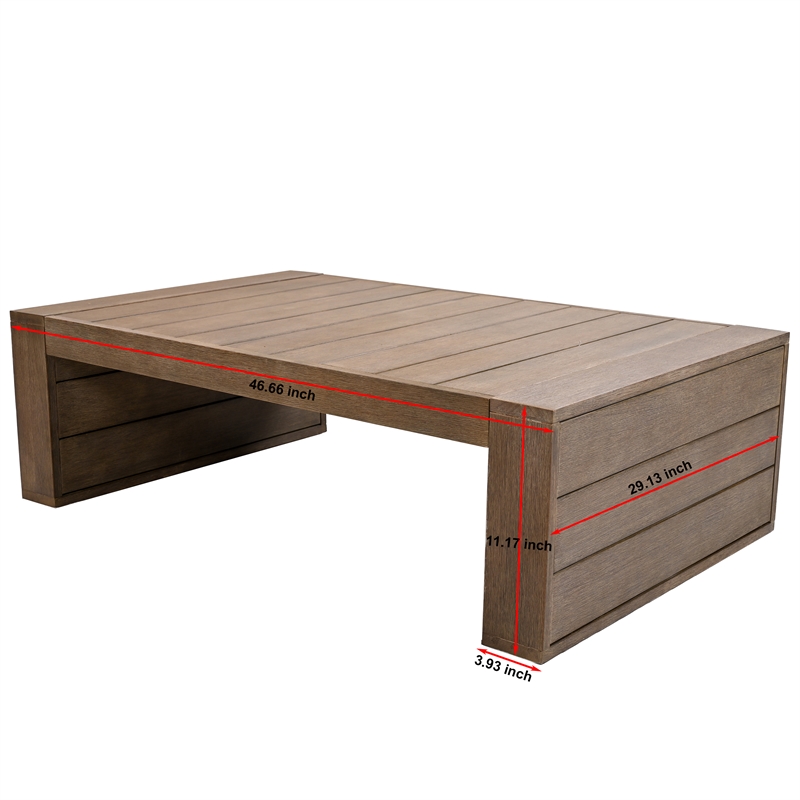 Safavieh Santiago Eucalyptus Wood Patio Coffee Table in Natural