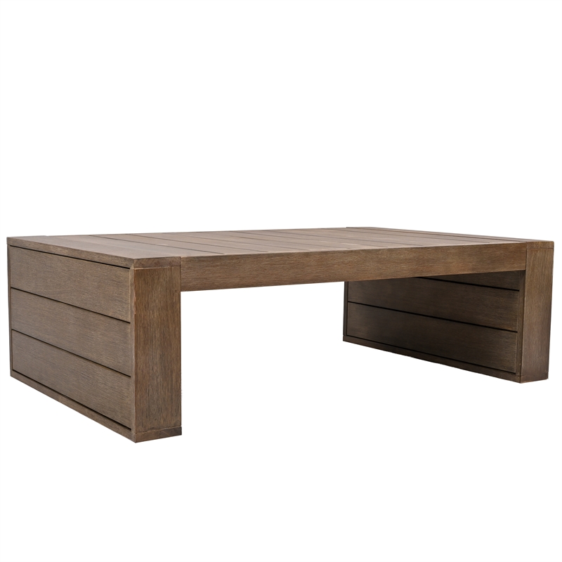Safavieh Santiago Eucalyptus Wood Patio Coffee Table in Natural