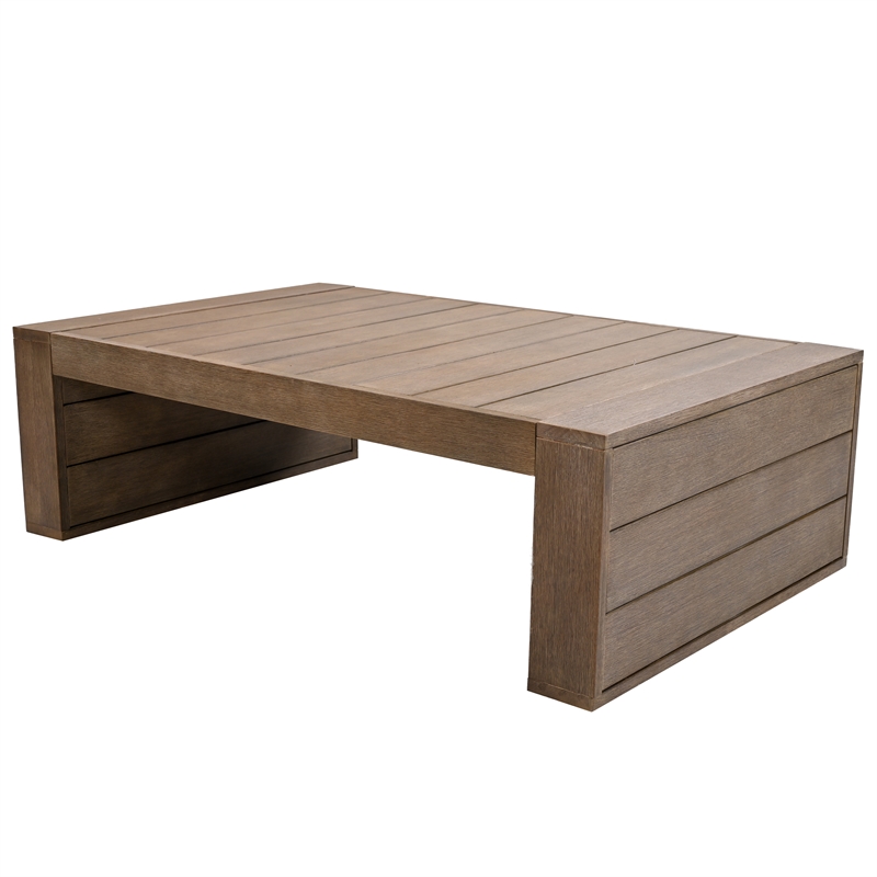 Safavieh Santiago Eucalyptus Wood Patio Coffee Table in Natural