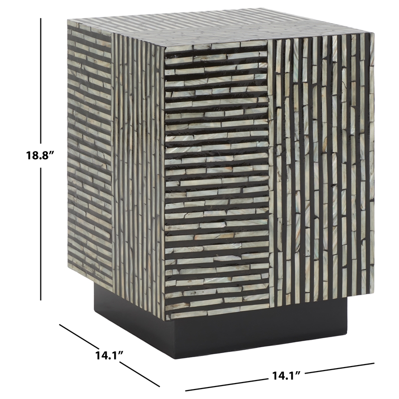 Safavieh Hamza Square Wood Stool in Multi-Color/ Black