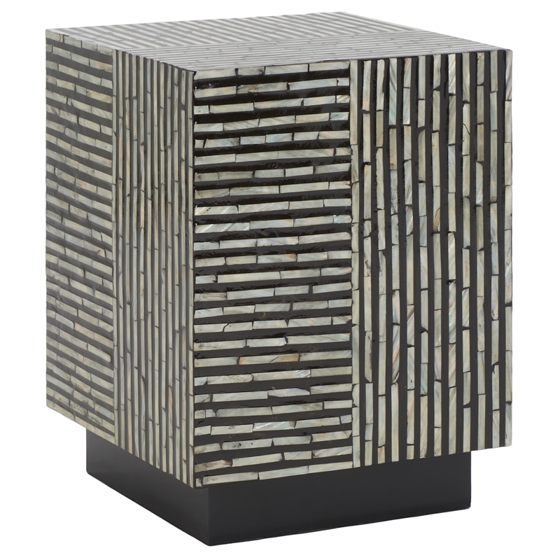Safavieh Hamza Square Wood Stool in Multi-Color/ Black