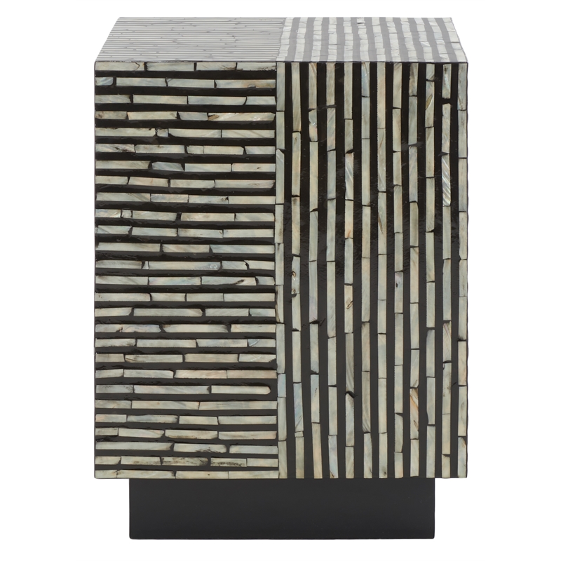Safavieh Hamza Square Wood Stool in Multi-Color/ Black