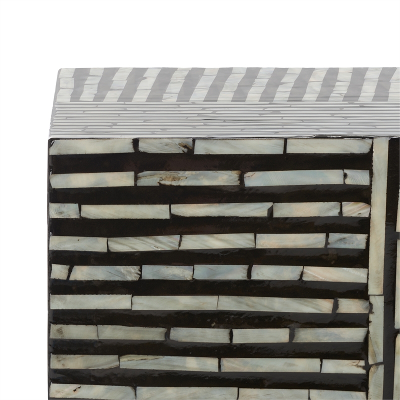 Safavieh Hamza Square Wood Stool in Multi-Color/ Black