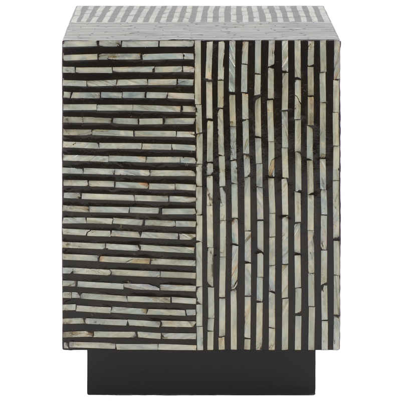Safavieh Hamza Square Wood Stool in Multi-Color/ Black