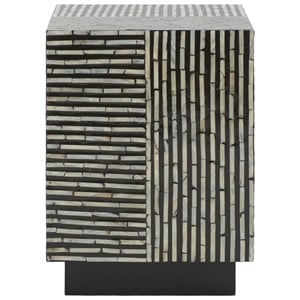 Safavieh Hamza Square Wood Stool in Multi-Color/ Black