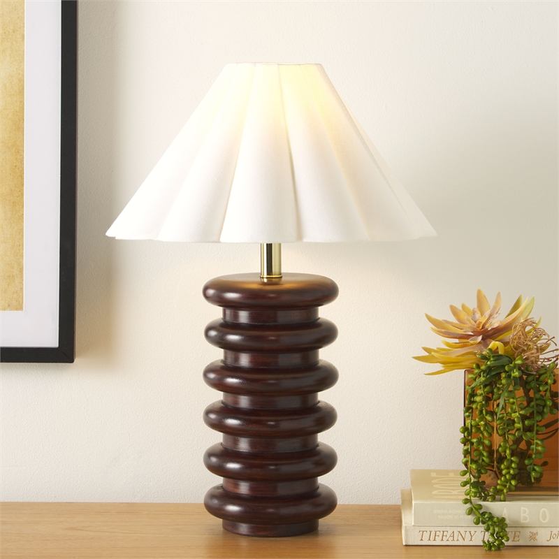 Safavieh Renata Wood Table Lamp in Walnut